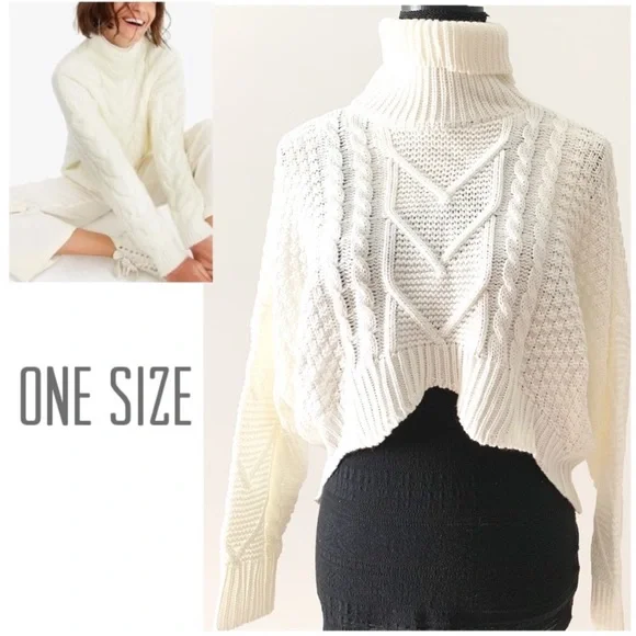NWOT White cropped Sweater - Picture 1 of 6
